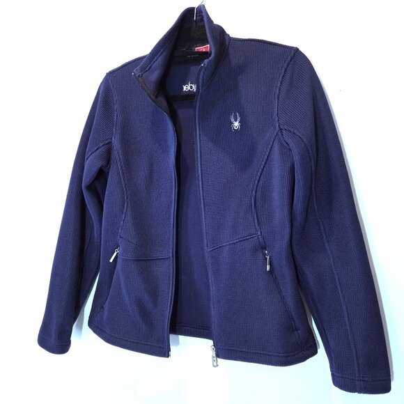 Spyder Blue Knit Fleece Jacket Size M - Picture 1 of 5